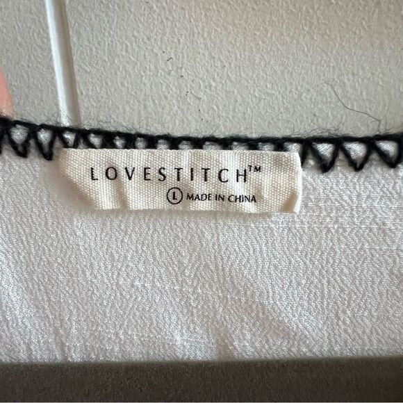 Lovestitch Bohemian Embroidered Tie Front Button Down Blouse - Picture 3 of 12